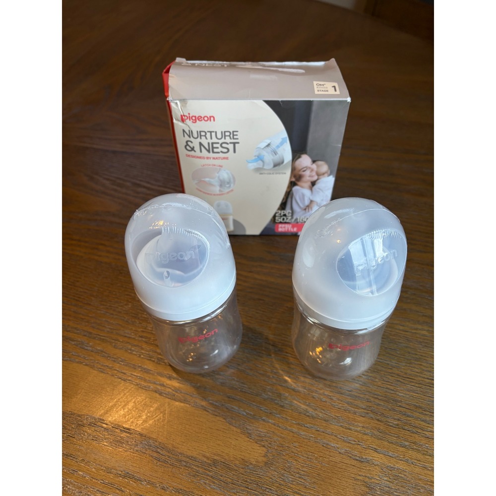 Pigeon Nurture & Nest PPSU Baby Bottles 2 Pack 5oz 160ml Stage 1 Newborn 0M+